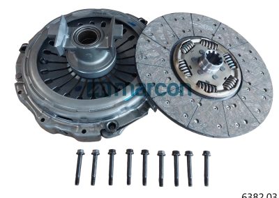 6382.03 – 3400 000 798:80S – KIT DE EMBREAGEM REMANUFATURADO. VWC/FORD – (BRONZE CAMINHOES AC 210CV) SEM TUBO GUIA – 380MM